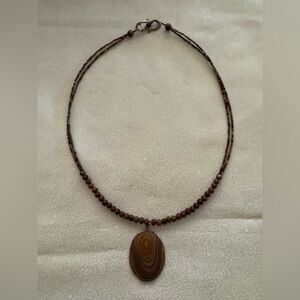 Wood Beaded Necklace 21”